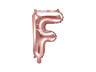 Balon foliowy 14" metalizowany litera "F", różowe złoto / 35 cm