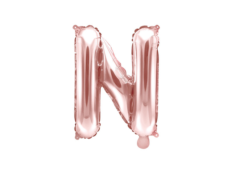 Balon foliowy 14" metalizowany litera "N", różowe złoto / 35 cm