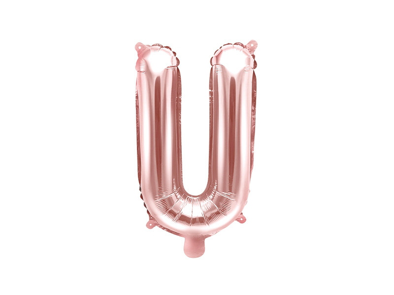 Balon foliowy 14" metalizowany litera "U", różowe złoto / 35 cm