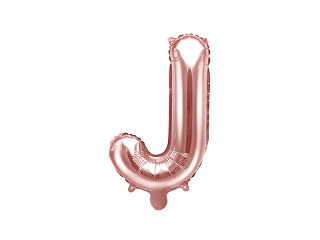Balon foliowy 14" metalizowany litera "J", różowe złoto / 35 cm