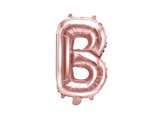Balon foliowy 14" metalizowany litera "B", różowe złoto / 35 cm