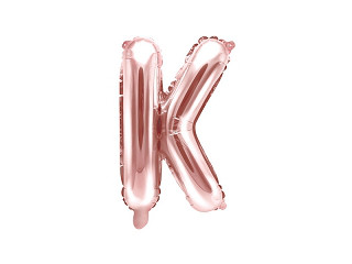 Balon foliowy 14" metalizowany litera "K", różowe złoto / 35 cm