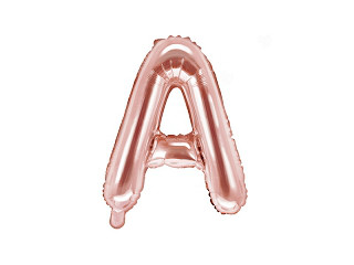 Balon foliowy 14" metalizowany litera "A", różowe złoto / 35 cm