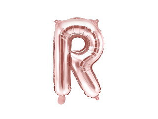 Balon foliowy 14" metalizowany litera "R", różowe złoto / 35 cm