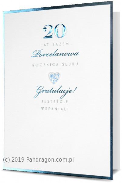 Kartka na rocznicę ślubu z okazji "20 Rocznicy Ślubu" / HM100-789