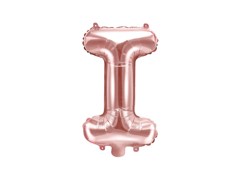 Balon foliowy 14" metalizowany litera "I", różowe złoto / 35 cm