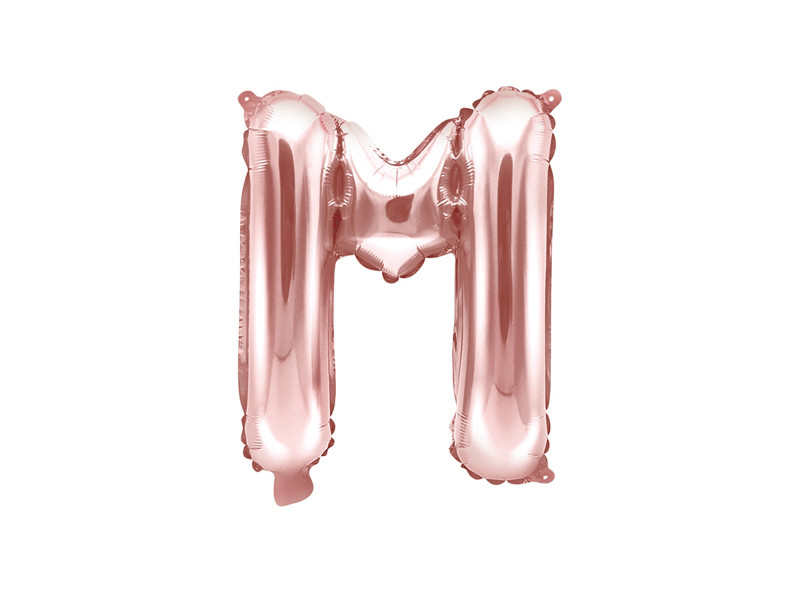 Balon foliowy 14" metalizowany litera "M", różowe złoto / 35 cm