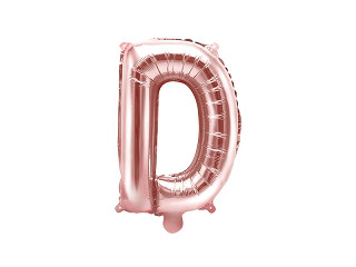 Balon foliowy 14" metalizowany litera "D", różowe złoto / 35 cm