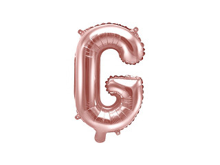 Balon foliowy 14" metalizowany litera "G", różowe złoto / 35 cm
