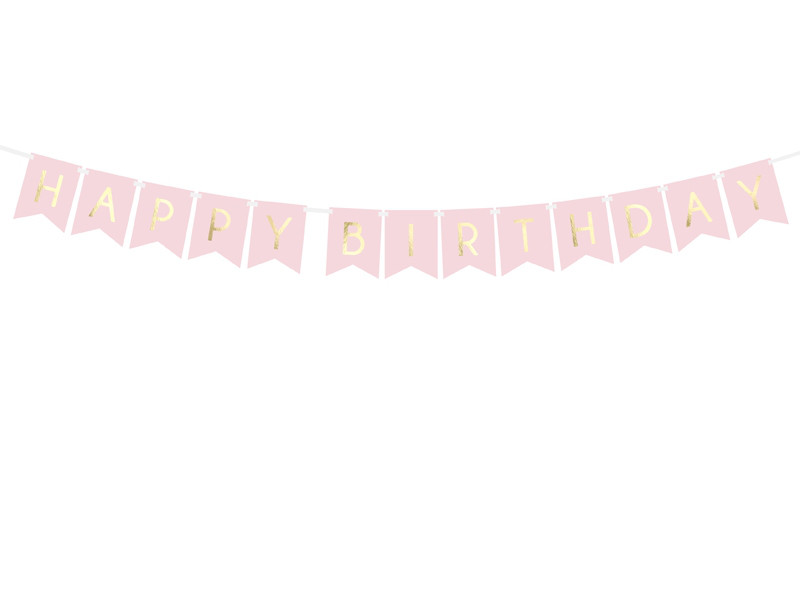 Girlanda jasny róż "Happy Birthday" / GRL57-081J