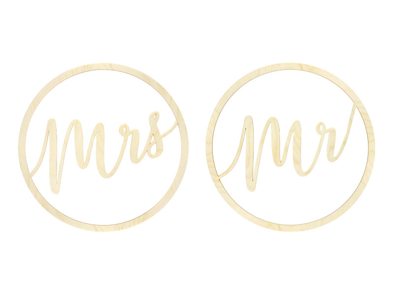 Zawieszki dekoracyjne "Mr Mrs" / 38 cm