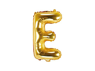 Balon foliowy 14" metalizowany litera "E", złota / 35 cm
