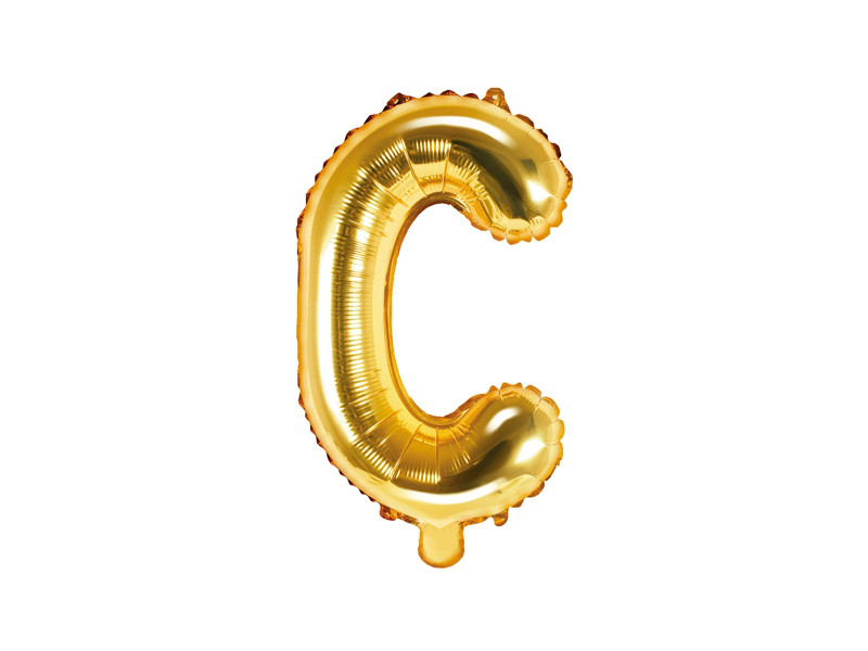Balon foliowy 14" metalizowany litera "C",  złoty / 35 cm FB2M-C-019