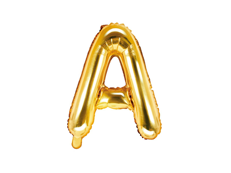 Balon foliowy 14" metalizowany litera "A",  złota / 35 cm