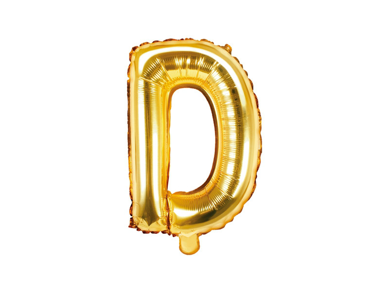 Balon foliowy 14" metalizowany litera "D",  złota / 35 cm