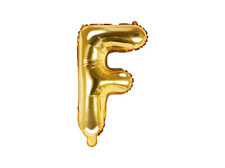 Balon foliowy 14" metalizowany litera "F",  złota / 35 cm