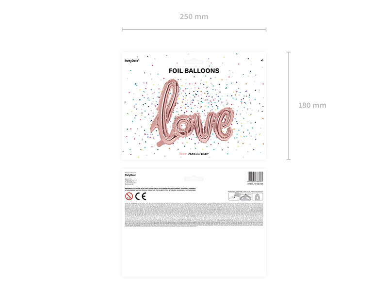 Balon foliowy napis "Love", różowe złoto / 73X59 cm