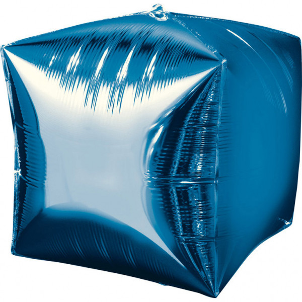 Balon foliowy metalizowany "Cube - kostka" niebieska(niezapakowany) / 38x38 cm