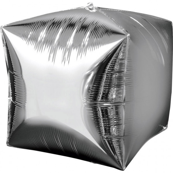 Balon foliowy metalizowany "Cube-kostka" srebrna /(niezapakowany) 38x38 cm