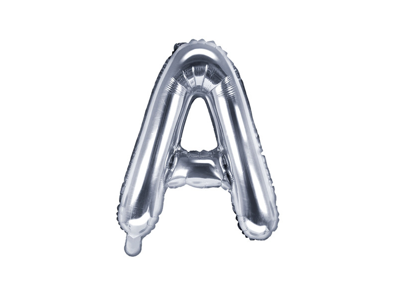 Balon foliowy 14" metalizowany litera "A", srebrna / 35 cm