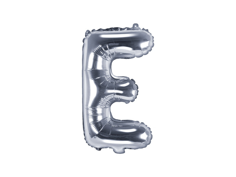 Balon foliowy 14" metalizowany litera "E", srebrna / 35 cm