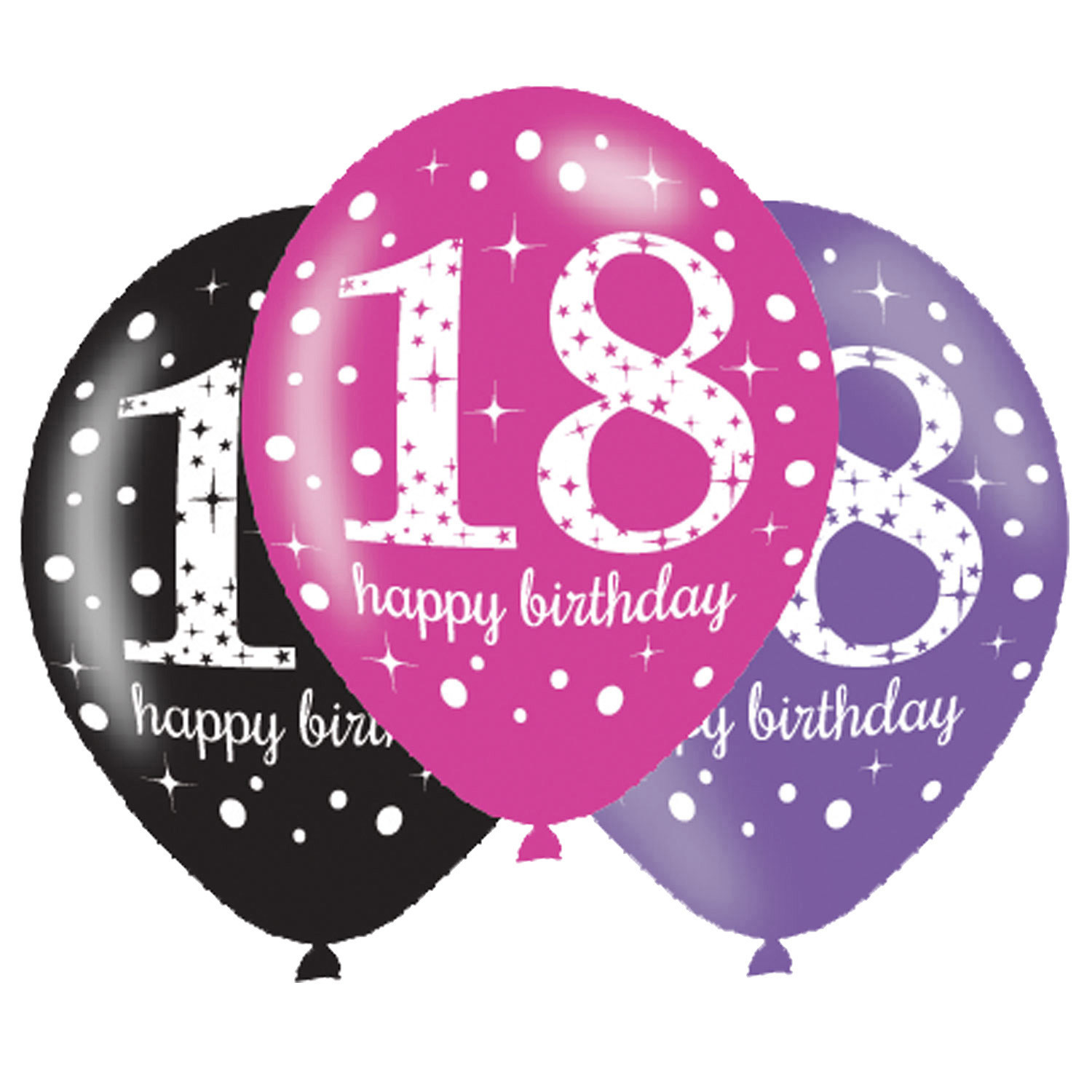 Balony na 18 urodziny, mix różowy  / 27,5 cm
