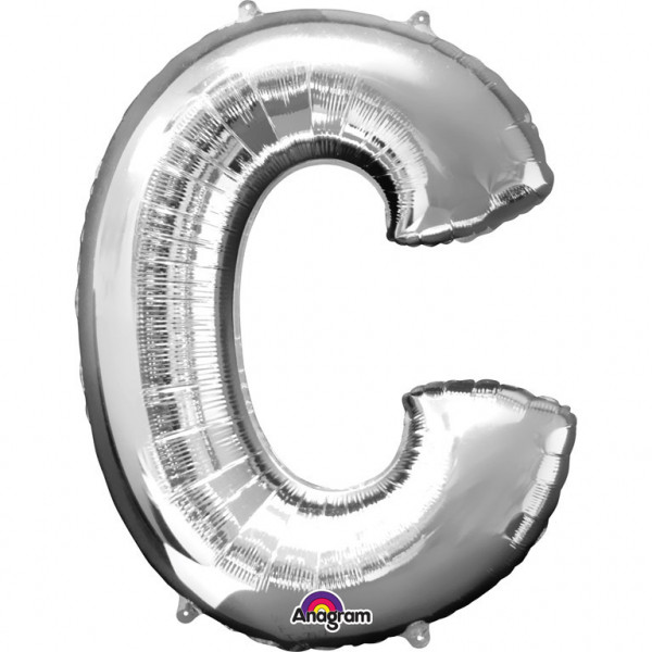 Balon foliowy srebrna litera "C" / 81 cm