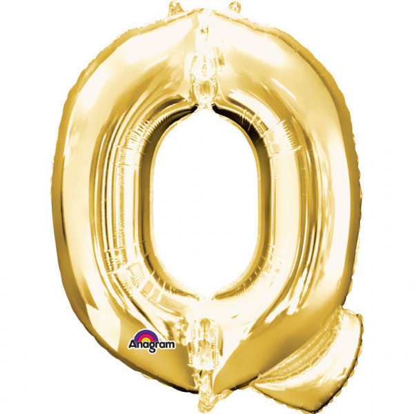 Balon foliowy złota litera "Q" / 81 cm