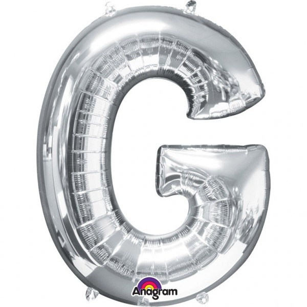 Balon foliowy srebrna litera "G" / 81 cm