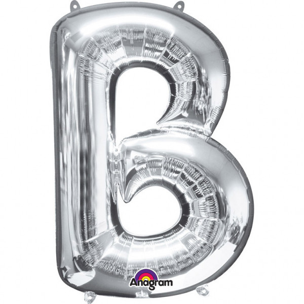 Balon foliowy srebrna litera "B" / 86 cm