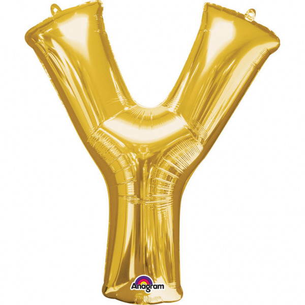 Balon foliowy złota litera "Y" / 86 cm