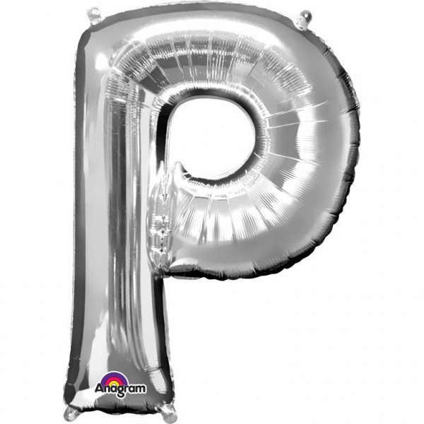 Balon foliowy srebrna litera "P" / 81 cm