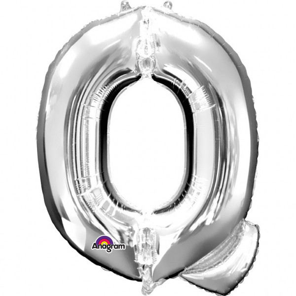 Balon foliowy srebrna litera "Q" / 81 cm