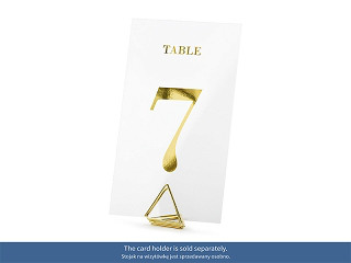 Numery na stoły gości transparentne ze złotym nadrukiem / 7x12cm
