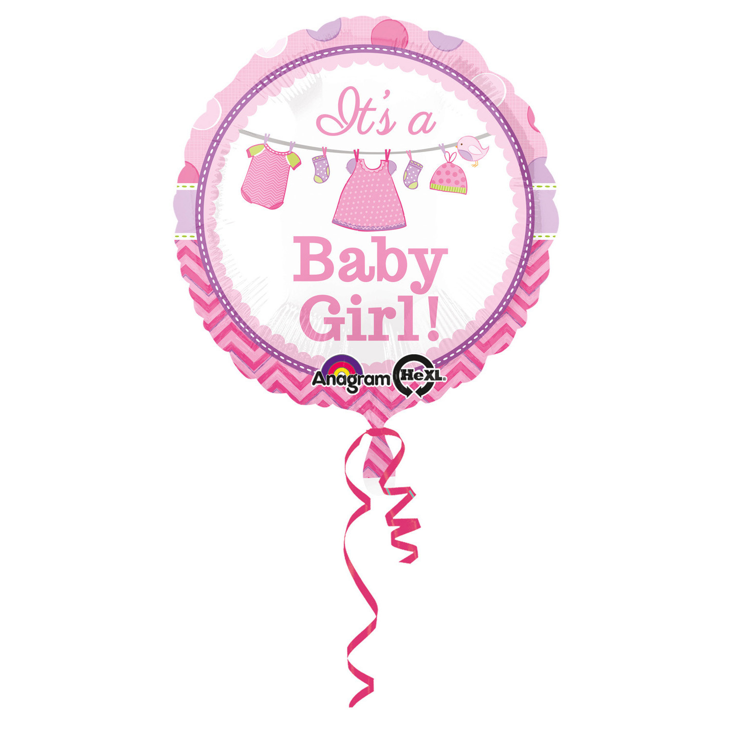 Balon na Narodziny foliowy "It is a Baby Girl" / 43 cm