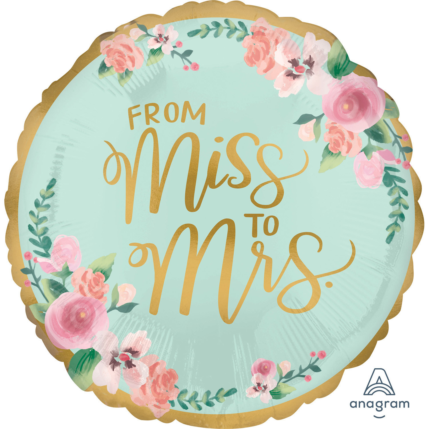 Balon foliowy "From Miss to Mrs - She said Yes" / 45 cm