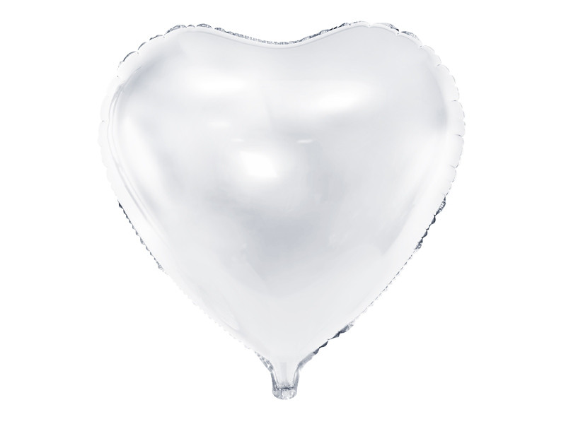 Balon foliowy metalizowany Serce białe, 61 cm / FB23M-008