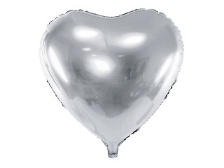 Balon foliowy metalizowany Serce srebrne, 61 cm / FB23M-018