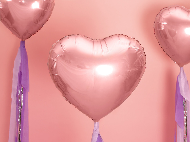 Balon foliowy "Serce", Metallic różowe złoto / 45 cm