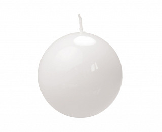 Biała świeca kula, lakierowana / 8 cm