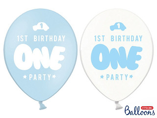 Balony urodzinowe na Roczek dla chłopca "1 Birthday One Party" / SB14PC-002-011-6