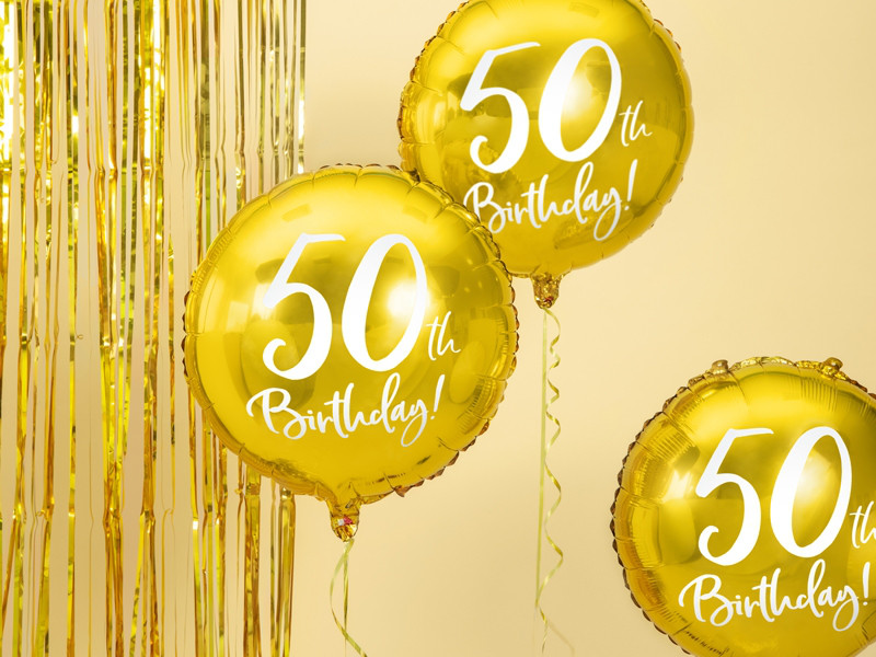Balon foliowy 18" "50th Birthday" na 50 urodziny / FB24M-50-019
