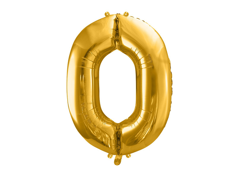 Balon foliowy metalizowany Cyfra "0" złota, 86 cm / FB1M-0-019