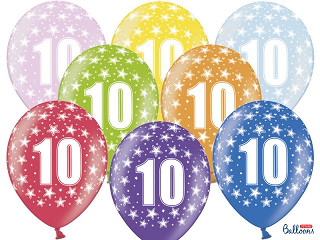 Balony na 10 urodziny, mix kolorów / SB14M-010-000-6