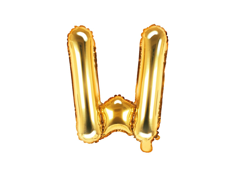 Balon foliowy 14" metalizowany litera "W", złota / 35 cm
