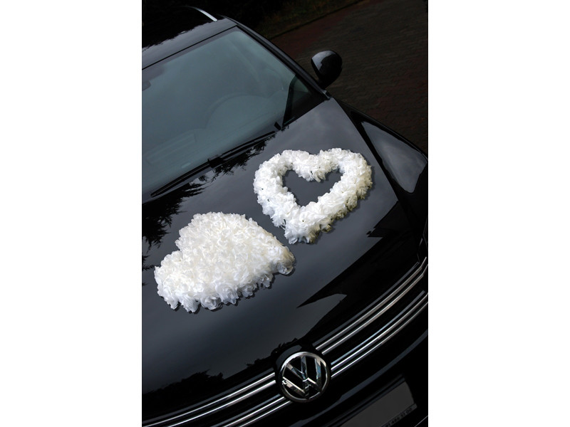 Serce kwiatowe puste do dekoracji auta, białe / PSU-008