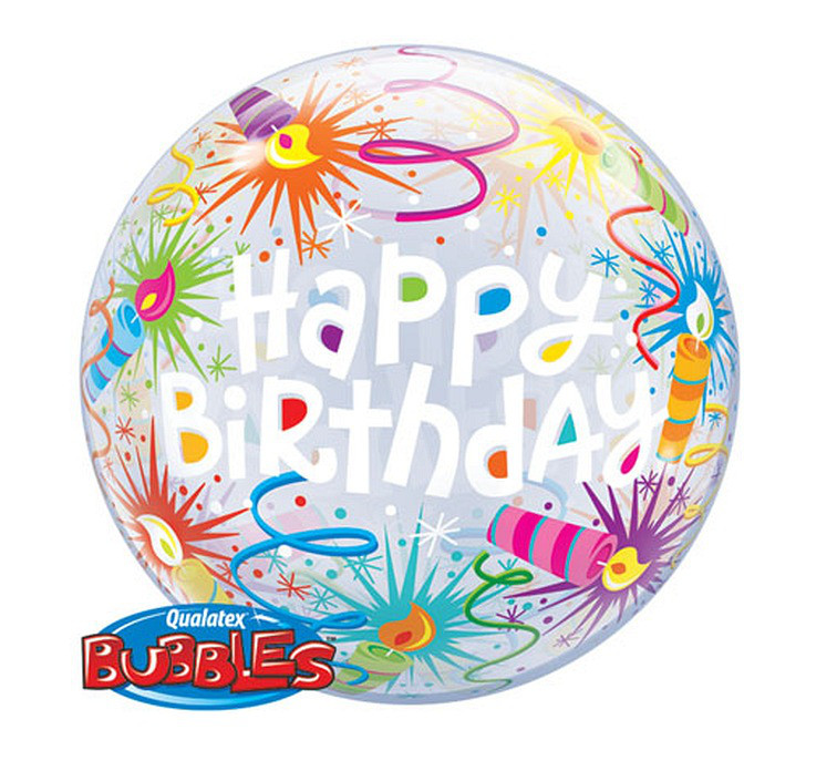 Balon foliowy 22" Bubble "Happy Birthday" / 55 cm