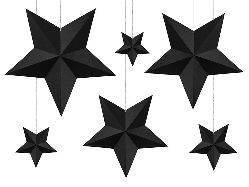 Zestaw czarnych papierowych gwiazd 3D