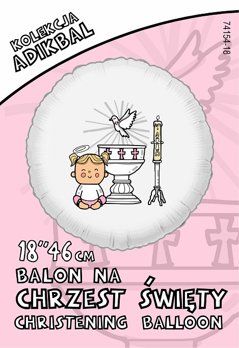 Balon foliowy "Chrzest - dziewczynka" / 74154P