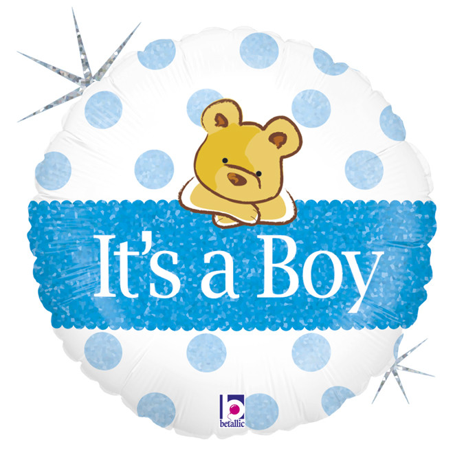 Balon na Narodziny foliowy z misiem "It is a boy"